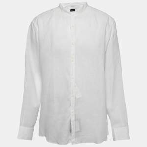 مملوكة مسبقًا Ermenegildo Zegna White Linen Button Front Shirt XXXL