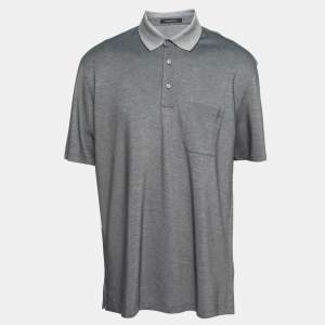 Ermenegildo Zegna Grey Cotton Pique Polo T-Shirt 3XL
