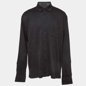 Pre Owned Ermenegildo Zegna Dark Grey Stretch Cotton Shirt 5XL