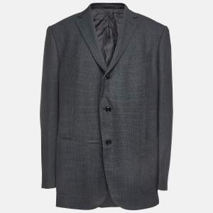 Ermenegildo Zegna Grey Patterned Wool Blazer 5XL