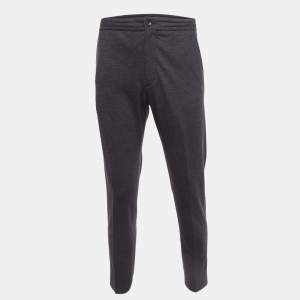 Ermenegildo Zegna Grey Wool Drawstring Formal Trousers L