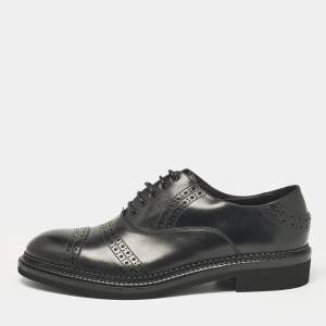 Ermenegildo Zegna Black Leather Lace Up Oxfords Size 44