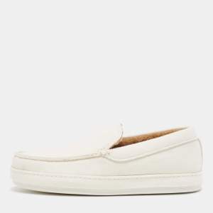 Ermenegildo Zegna Off White Wool Slip On Sneakers Size 43
