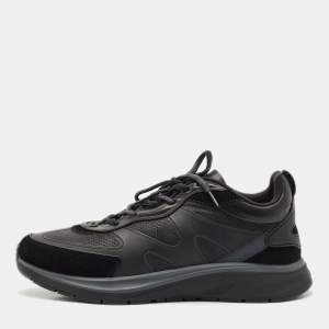 Ermenegildo Zegna Black Leather and Suede Ute Runner Sneakers Size 43.5