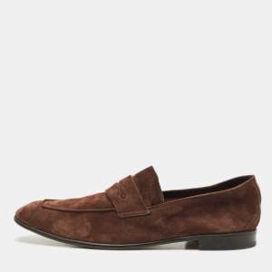 Ermenegildo Zegna Brown Suede Asola Penny Loafers Size 45.5