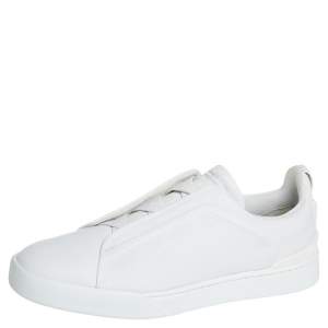 Ermenegildo Zegna White Leather Slip-On Sneakers Size 44 