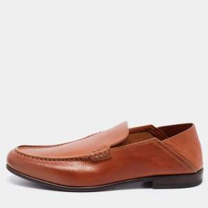 Ermenegildo Zegna  Brown Leather Slip on Loafers Size 41.5