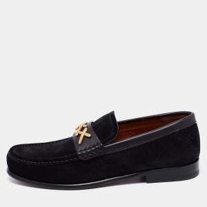 Ermenegildo Zegna Black Suede Slip on Loafers Size 39