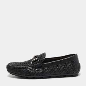 Ermenegildo Zegna Black Woven Leather Loafers Size 40