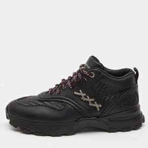 Ermenegildo Zegna Black Leather Lace Up Sneakers Size 39