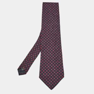 Ermenegildo Zegna Vintage Blue Dots Pattern Silk Traditional Tie 