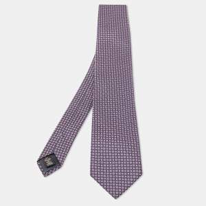 Ermenegildo Zegna Purple Patterned Silk Tie 