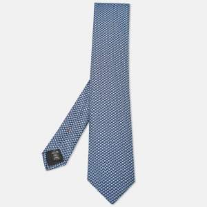 Ermenegildo Zegna Blue Printed Silk Tie 