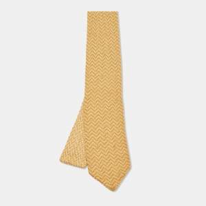 Ermenegildo Zegna Yellow Chevron Knit Standard Tie 