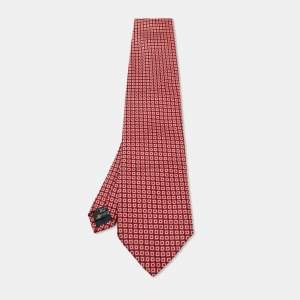 Ermenegildo Zegna Su Misura Red Patterned Silk Tie 
