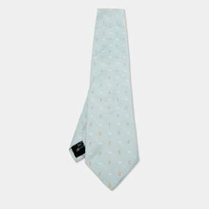 Ermenegildo Zegna Su Misura Blue Patterned Silk Tie 