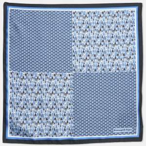 Ermenegildo Zegna Navy Blue Printed Silk Pocket Square