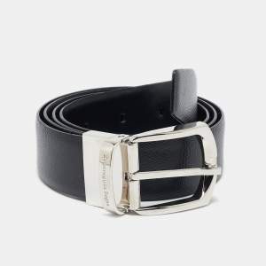 Ermenegildo Zegna Black Leather Cut to Size Reversible Belt