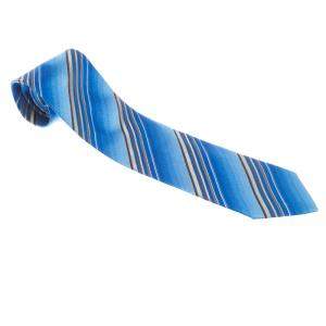 Ermenegildo Zegna Blue Diagonal Striped Silk Tie