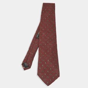 Ermenegildo Zegna Brown Patterned Silk Blend Traditional Tie