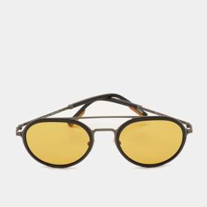 مملوكة مسبقًا Ermenegildo Zegna Brown/Black EZ 0156 Aviator Sunglasses