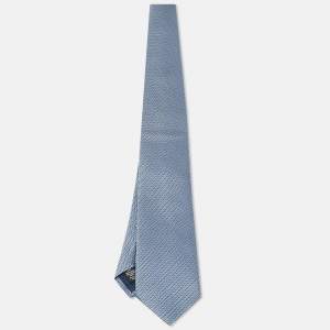 مملوكة مسبقًا Ermenegildo Zegna Blue Geometric Pattern Silk Tie