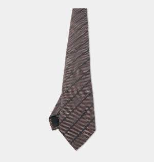 Pre Owned Ermenegildo Zegna Grey Striped Silk Traditional Tie 