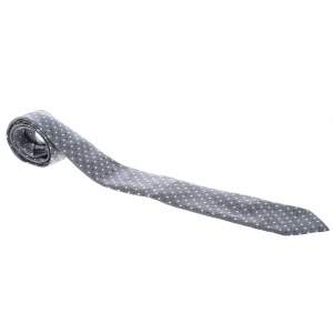 مملوكة مسبقًا Ermenegildo Zegna Grey and Black Dotted Silk Jacquard Tie