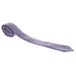 Pre Owned Ermenegildo Zegna Navy Blue and Purple Dotted Silk Jacquard Tie