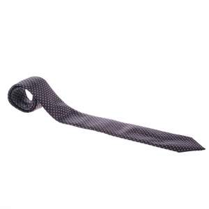 مملوكة مسبقًا Ermenegildo Zegna Navy Blue and Brown Patterned Silk Jacquard Tie