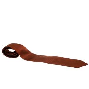 Ermenegildo Zegna Brown Textured Silk and Cotton Jacquard Traditional Tie