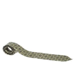 Pre Owned Ermenegildo Zegna Yellow Floral Jacquard Silk Tie