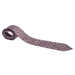 Pre Owned Ermenegildo Zegna Couture Pink Geometric Patterned Jacquard Silk Tie