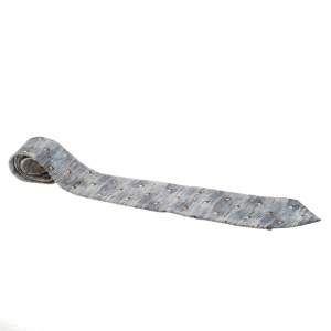 Ermenegildo Zegna Vintage Grey Cube Print Silk Tie