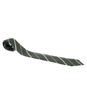 Pre Owned Ermenegildo Zegna Vintage Green Linen Silk Traditional Tie