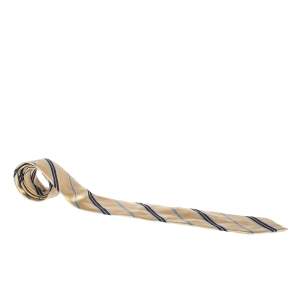 Ermenegildo Zegna Cream Diagonal Striped Traditional Silk Tie