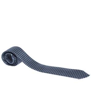 Pre Owned Ermenegildo Zegna Blue Abstract Pattern Silk  Tie