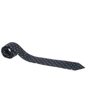 Pre Owned Ermenegildo Zegna Dark Green Floral Embroidered Silk Tie 