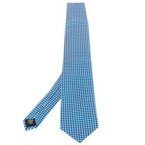 Ermenegildo Zegna Blue Polka Dot Patterned Silk Tie