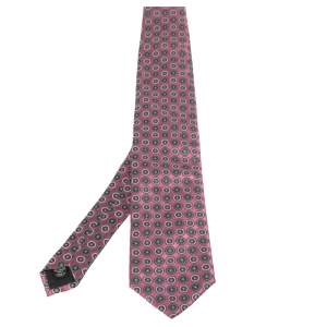 Ermenegildo Zegna Pink Geometric Floral Patterned Silk Tie