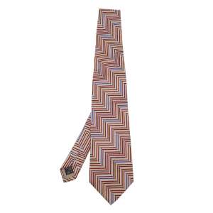 Ermenegildo Zegna Multicolor Diagonal Patterned Silk Jacquard Tie