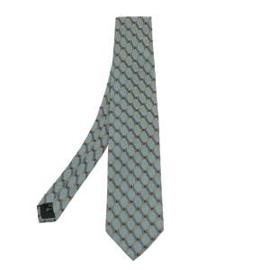 Ermenegildo Zegna Aqua Green Jacquard Silk Tie