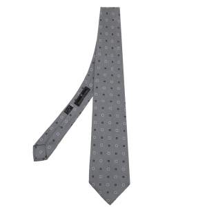 Ermenegildo Zegna Grey Floral Motif Silk Tie
