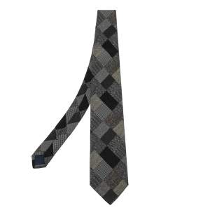 Pre Owned Ermenegildo Zegna Multicolor Patchwork Jacquard Silk Tie