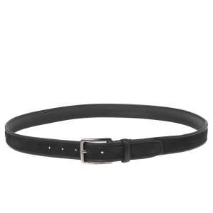 Pre Owned Ermenegildo Zegna Black Suede and Leather Buckle Belt 105CM