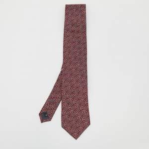 Ermenegildo Zegna Burgundy Paisley Jacquard Silk Tie