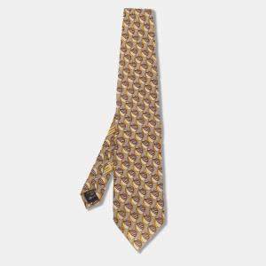 Pre Owned Ermenegildo Zegna Vintage Grey Jacquard Silk Tie