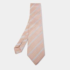 Ermenegildo Zegna Pink Patterned Silk Jacquard Tie