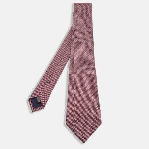 Pre Owned Ermenegildo Zegna Brown Patterned Silk Tie