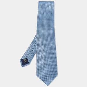 Ermenegildo Zegna Blue Patterned Silk Tie